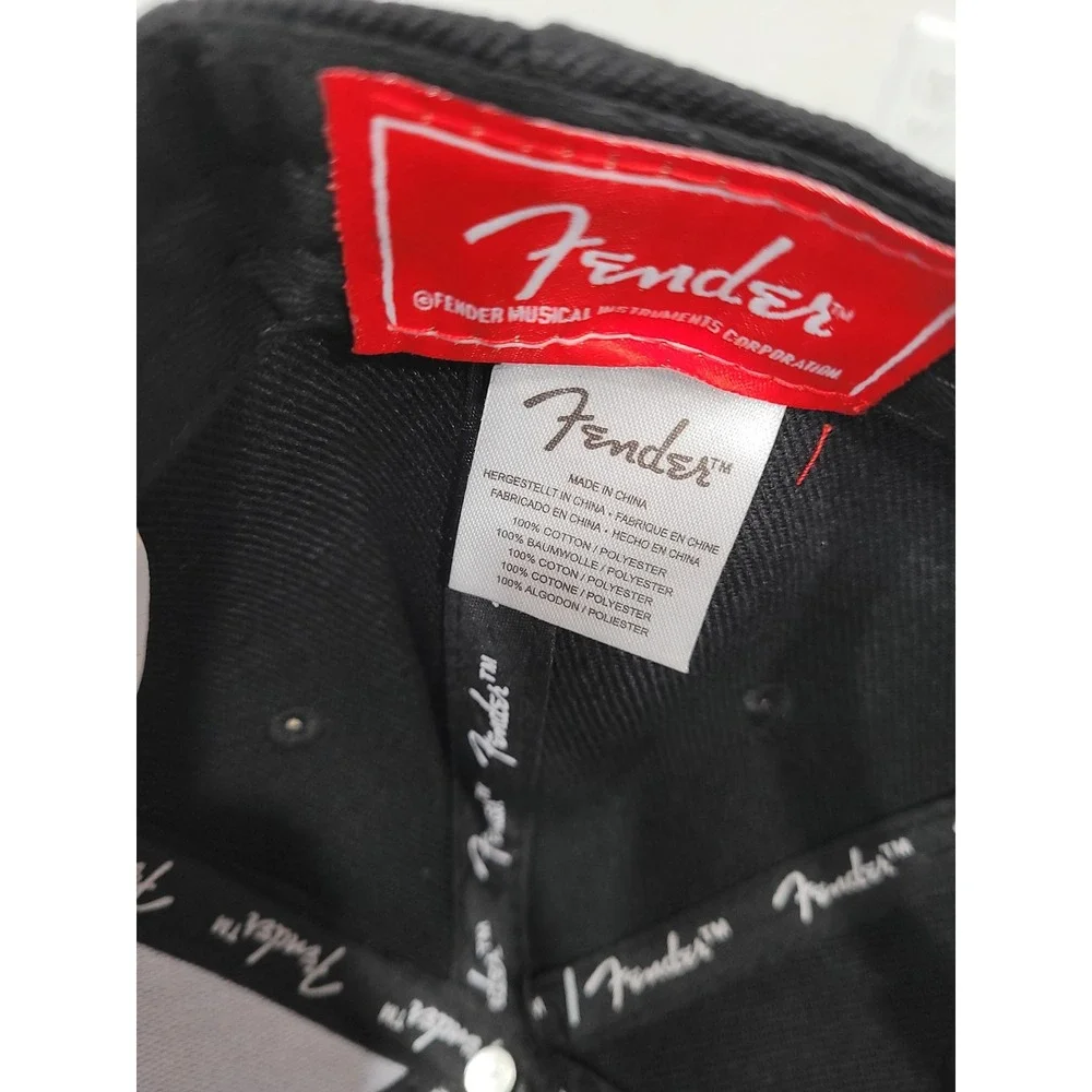 Fender Snapback Hat Black Camo Flat‎ Brim Red Embroidered Logo Adjustable #5